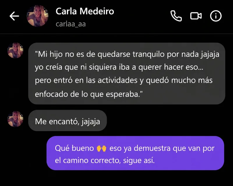 Testimonio de Carla: mi hijo entró en las actividades y quedó mucho más enfocado